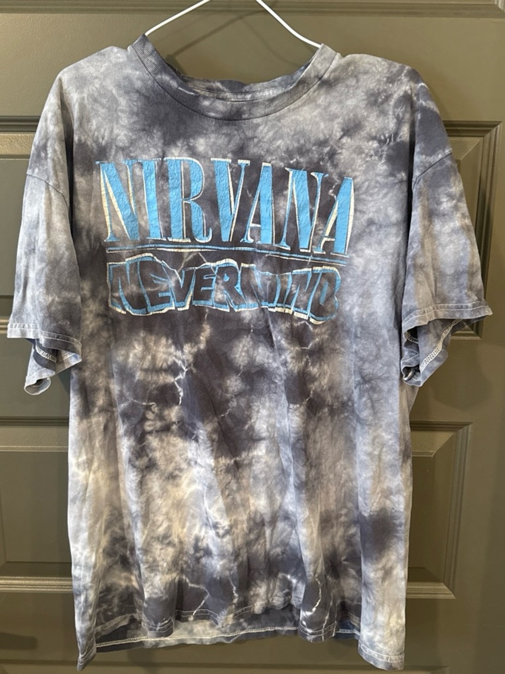 Nirvana "Nevermind" Grey Tie-Dye Rock Band Graphic T-Shirt Large